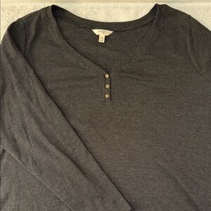 Terra & Sky Long Sleeve Thermal Ribbed Top V-neck Henley Base Layer Basic